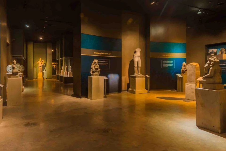 Exhibit hall inside Angkor National Museum in Siem Reap