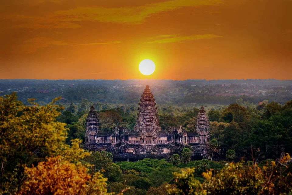 Sunrise view of Angkor Wat temple in Siem Reap, Cambodia