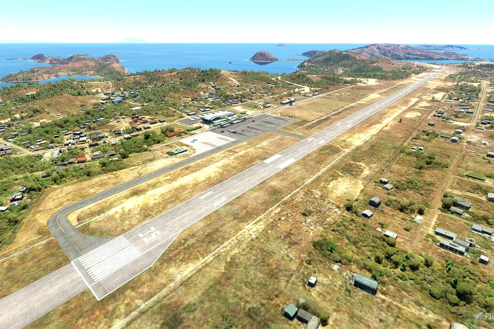 A small airplane arriving at Labuan Bajo Airport, the gateway to Komodo National Park