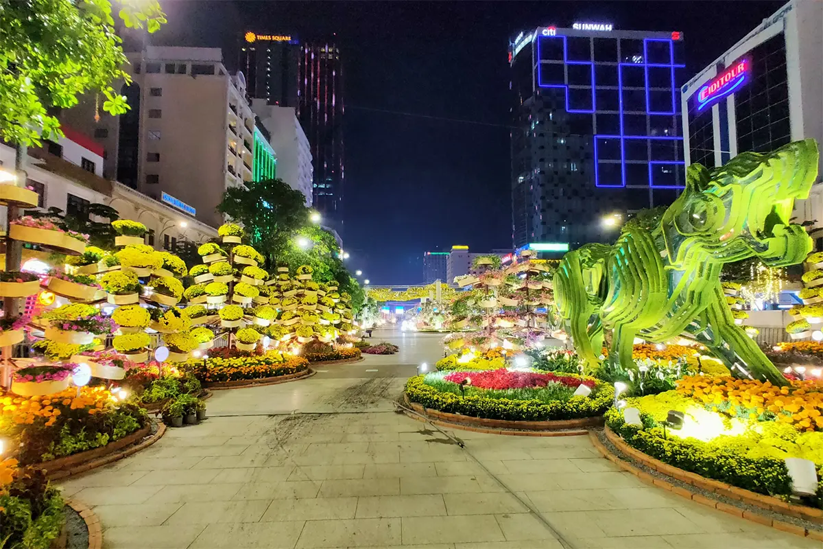 Flower street market during Vietnamese New Year in Ho Chi Minh City
