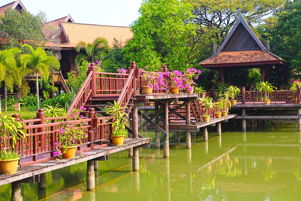 Replica of a traditional Khmer stilt house at Cambodian Cultural Village