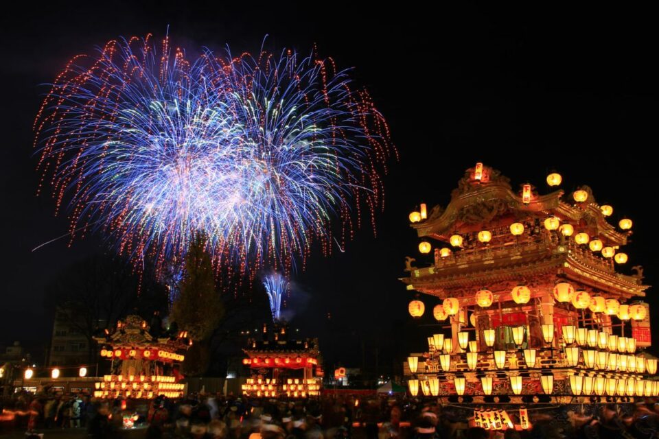 Fireworks above Chichibu Shrine during the Night Festival